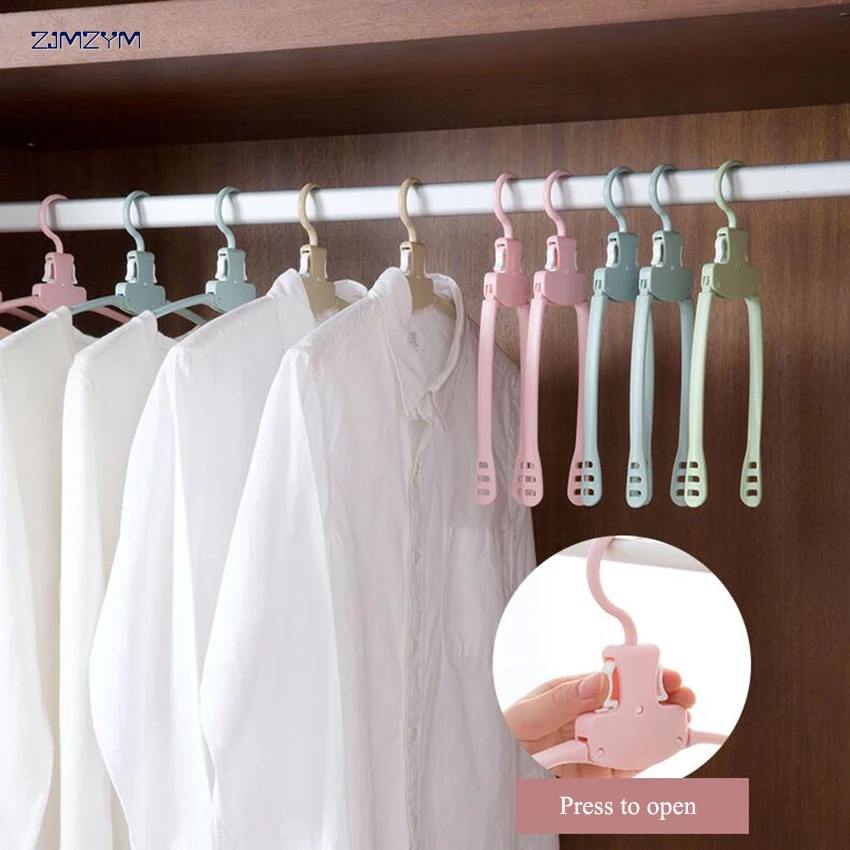 1pc Magic Multi Functional Dual Hanger Folding Clothes Hanger Clothing