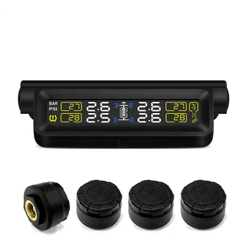 

T680-TL Intelligent Car TPMS Tyre Pressure Monitoring System Tire Pressure Alarm Solar Charger With 4 External Sensors Detectors