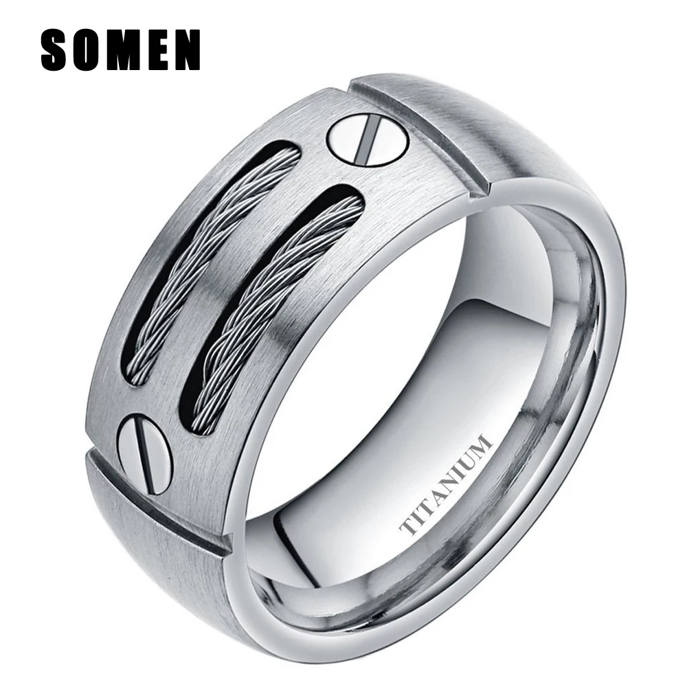 Кольцо мужское из титана и нержавеющей стали 8 мм|anillos mujer|titanium ringwedding band |