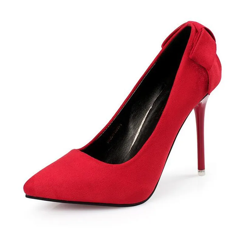 

Women 's shoes 2017 spring and summer brand high - heeled shoes bow simple shoes sexy wedding  dance shoes 11CM