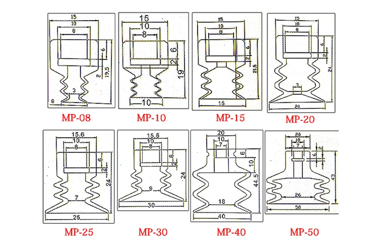 Вакуумная присоска промышленные фитинги для манипуляторов всасывающее сопло три слоя MP8/10/12/15/20/25/30/40/50
