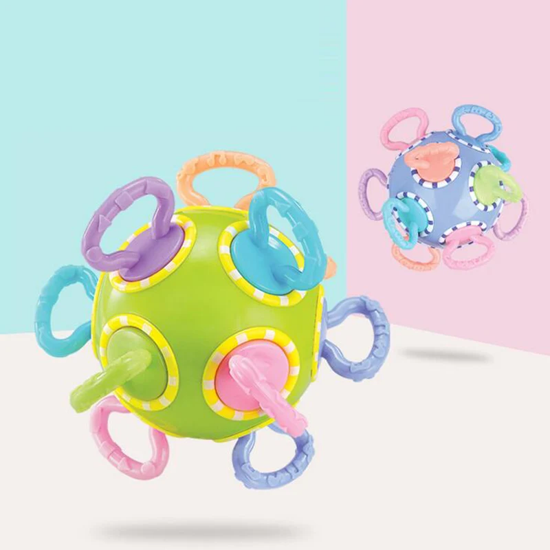 BPA Free Baby Toy Newborn Baby Soft Teether Hand Bells Funny Handle