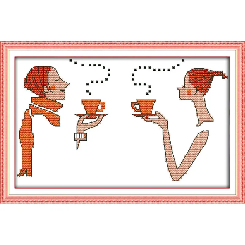 

Everlasting love The fragrant of coffee Chinese cross stitch kits Ecological cotton stamped DIY gift wedding decoration for home