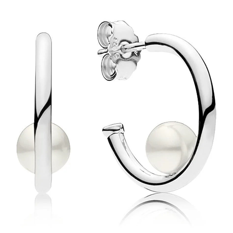 

New 925 Sterling Silver Earring Women Contemporary With Pearls Stud Earrings For Women Wedding Gift Pandora Jewelry