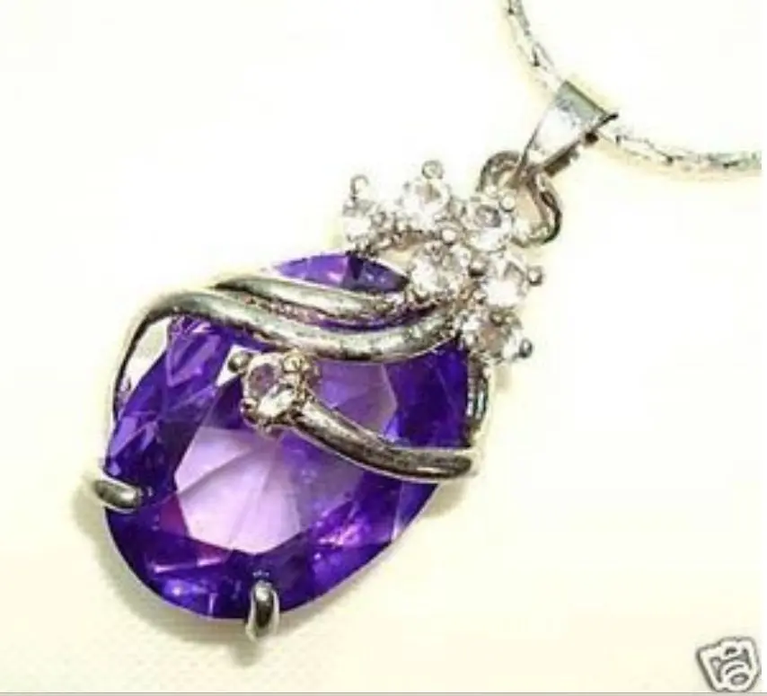 

FREE SHIPPING>>>@@ Women's Jewellery Attractive Amethyst Pendant Necklace 17
