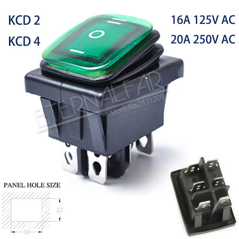 KCD1 KCD2 KCD4 KCD6 On Off 10A 16A 20A 125V 250V AC сверхмощный DPST герметичный водонепроницаемый авто лодка морской тумблер кулисный переключатель с