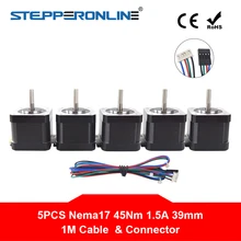 Free Ship !5PCS Nema 17 Stepper Motor 1.5A (17HS4401) Motor 39mm 12V 1m Cable 4-lead Nema17 Step Motor for CNC 3D Printer