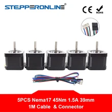 Free Ship !5PCS Nema 17 Stepper Motor 1.5A (17HS4401) Motor 39mm 12V 1m Cable 4-lead Nema17 Step Motor for CNC 3D Printer Free Ship !5PCS Nema 17 Stepper Motor 1.5A (17HS4401) Motor 39mm 12V 1m Cable 4-lead Nema17 Step Motor for CNC 3D Printer