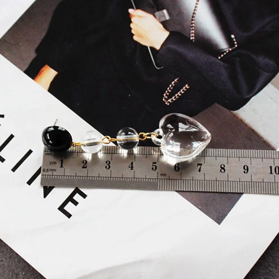 Boucle d'oreille Femme модные ювелирные изделия Уникальный дизайн прозрачный хрустальный стакан круглый Сердце Длинные полимерные серьги для женщин