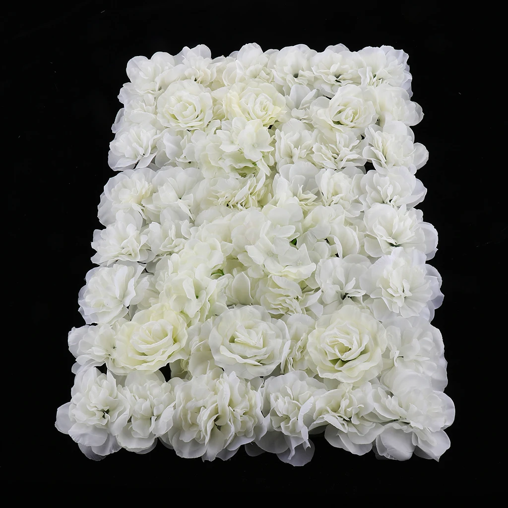 Pack of 20 Artificial Silk Rose Hydrangea Flower Wall Panels Cream 40x60cm