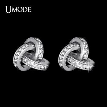 

UMODE Love Knot Stud Earrings White Gold Color Cubic Zirconia CZ Accent Inspired Twist Gift For Women Fashion Jewelry UE0141