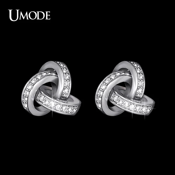 Umode Love Knot Stud Earrings White Gold Color Cubic Zirconia Cz Umode Love Knot Stud Earrings White Gold Color Cubic Zirconia Cz Accent Inspired Twist Gift For