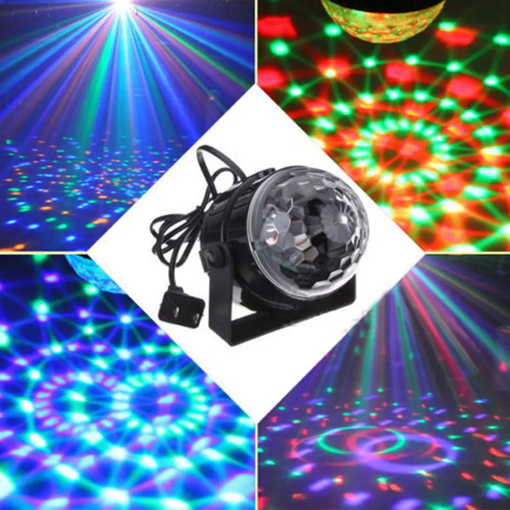 

Mini RGB LED Stage Light Magic Sound Ball Lamp Remote-Control Party Disco