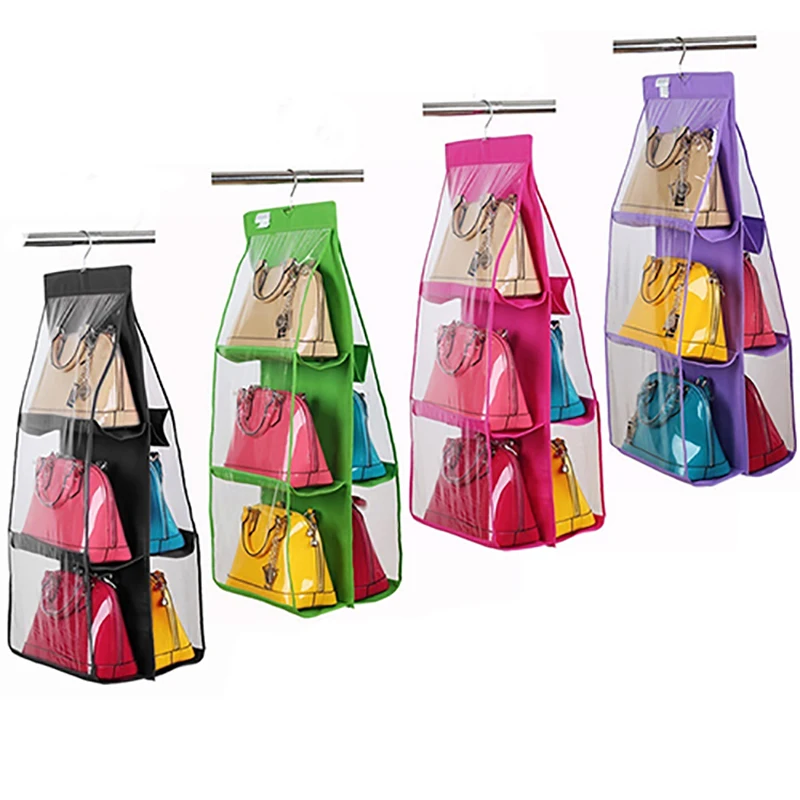 

6 Pockets Folding Hanging Handbag Backpack Home Supply Storage Bag Purse Sundry Shoe Closet Organizer Wardrobe Bag Drop Shipping