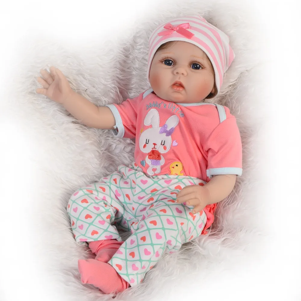 

Silicone vinyl body Lifelike bebes reborn Baby Bonecas girls toys rooted hair kid doll reborn de 55 cm and 1pcs Pacifier giif