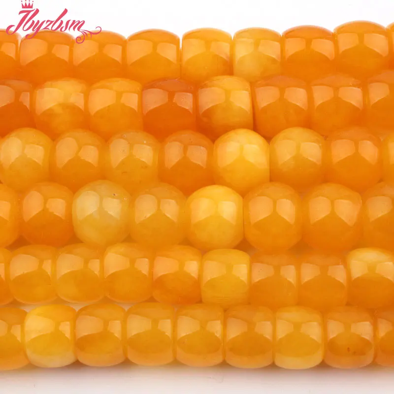 10,12,14,16mm Smooth Drum Yellow Carnelian Jades Natural Stone Beads For DIY Necklace Bracelets Jewelry Making 15