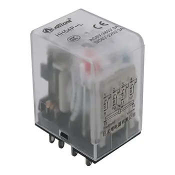

2pcs HH54P AC 12V Coil 14 Pin 5A 4PDT LED Indicator Electromagnetic Power Relay+Base+DIN Rail Slotted Aluminum