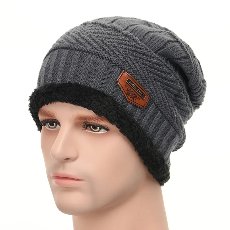 Winter Hats For Men Thick and Warm Men Women Winter Hat Black Autumn Beanie Hat Wool Ski Hats Knitted Beanies Bonnet - Цвет: Color 1