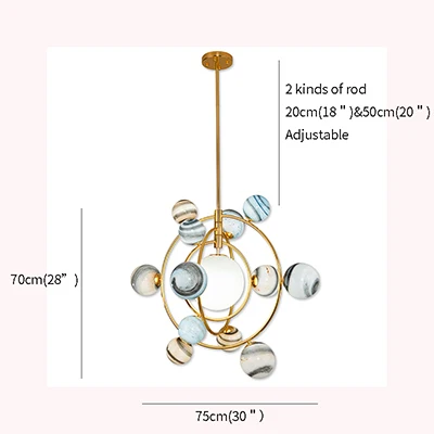 Скандинавские постмодерн подвесные светильники Гостиная Столовая круглая железная стеклянная лампа в форме планеты блеск творческая личность линия подвесные лампы - Цвет абажура: 13H rod