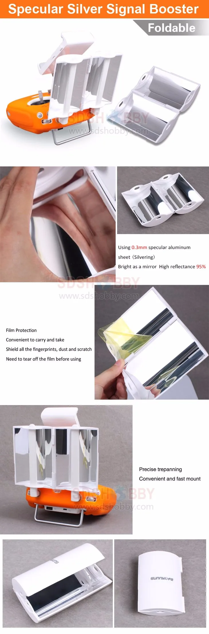 Sunnylife Foldable Remote Control Antenna Signal Booster Extend Enhance Reinforce For DJI Phantom 4 /4PRO+/3 / Inspire