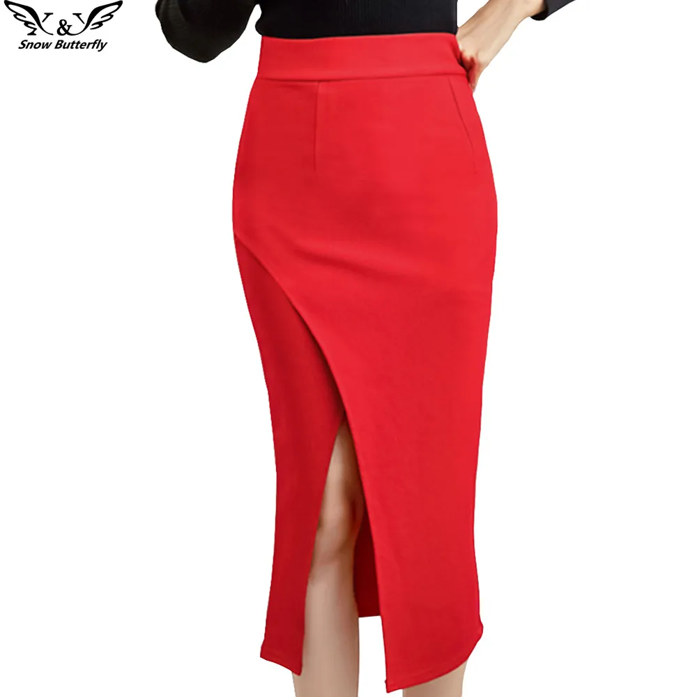 2019 High Quality Summer Skirts Women Sexy Office Tassel High Waist Split The Fork Skirt Casual