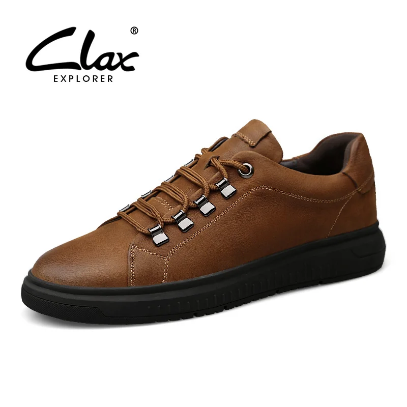 

CLAX Men Casual Leather Shoes Spring Autumn Fashion Male Genuine Leather Leisure Shoe British Walking Footwear Large Size