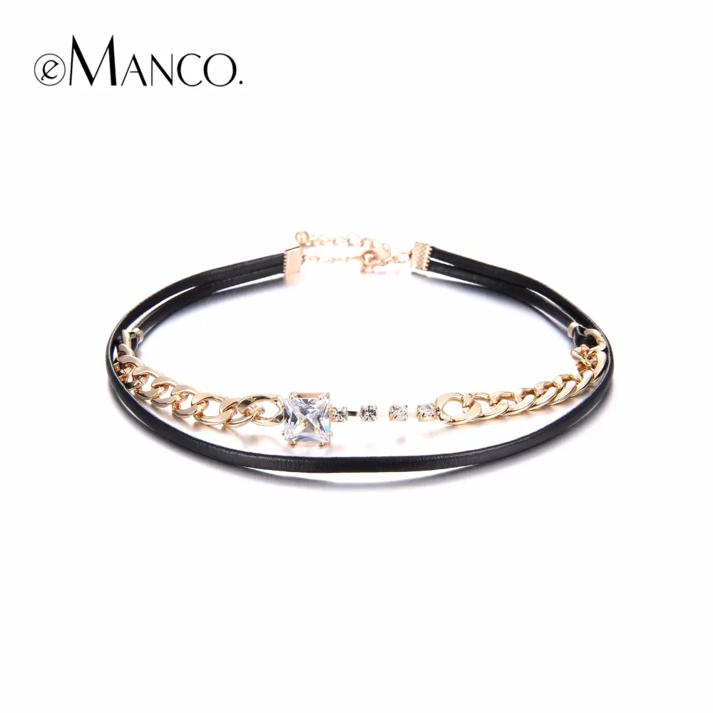 

eManco Wholesale Charming Women's Layering Chokers Necklaces for women Black Tattoo Choker with Rhinestones Fashion Jewelry