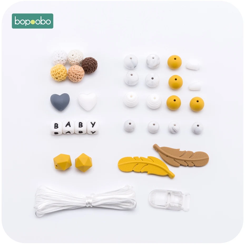 Bopoobo 1 комплект силиконовый набор для творчества новые цветные силиконовые бусины силиконовые перьевые Прорезыватели Детские аксессуары для ухода за подарками вязаные бусины игрушки