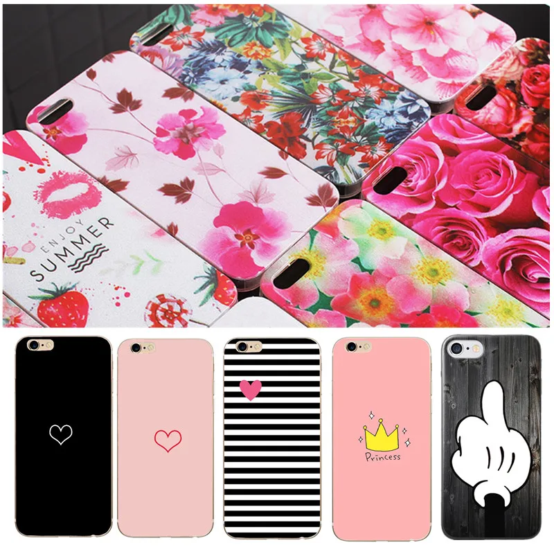 CellPhone Case Cover for funda iPhone 6S case 5 5S 6 6S 7 8 Plus X Cactus Rose thin soft silicone TPU cover for iPhone 7 case