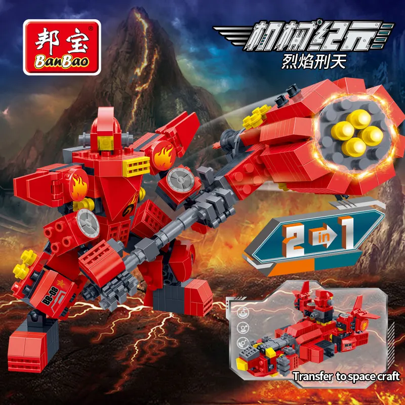 

BanBao Robot Space Craft 2 in 1 Building Blocks Transformer Creative Educational Bricks Model Toys Kids Children Gift 6316