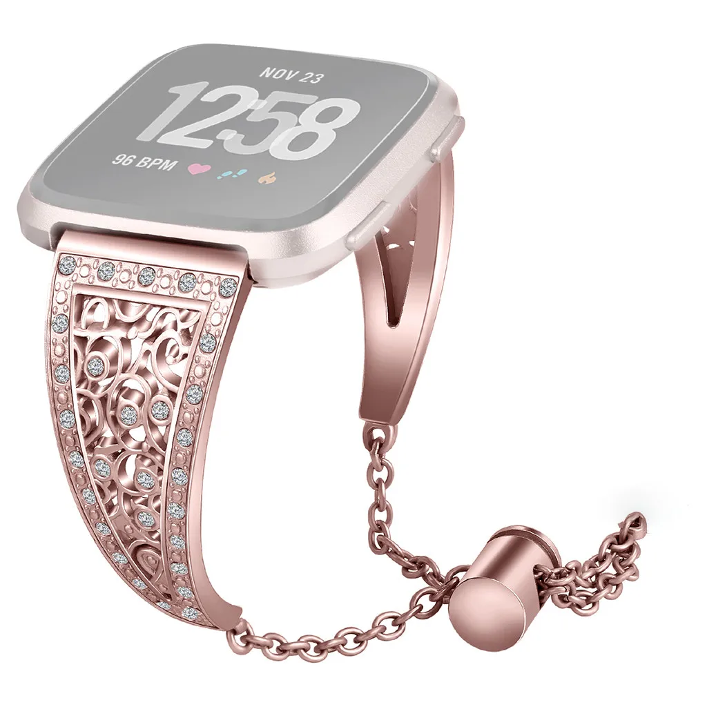 Ouhaobin, Модный женский Кристальный металлический ремешок для часов, ремешок для Fitbit Versa, носимые устройства, ремешок для часов, легко регулируется 528#2