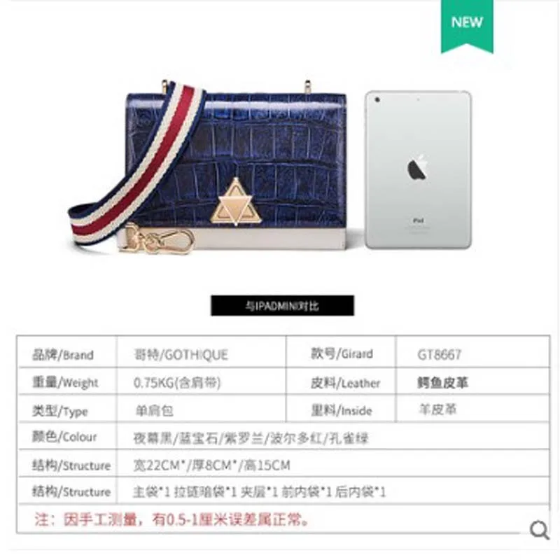 gete 2019 new crocodile leather women's bag real leather slant cross single-shoulder bag American alligator belly bag fashion sm