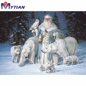 

MYTIAN 5d DIY Diamond Painting White Santa Claus Polar Bear Owl Wolves Diamond Embroidery Cross Stitch Kit Full Diamond Decor