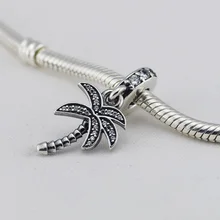 Подходит для Pandora шармы браслеты пальмовые бусины с изображением дерева с прозрачным CZ стерлингового серебра 925 ювелирные изделия
