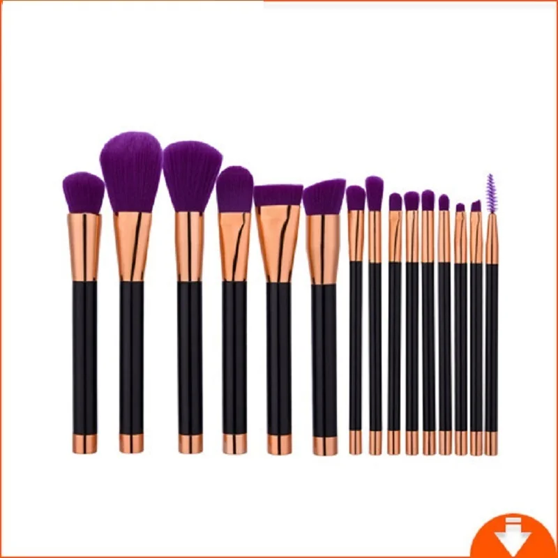 

15 green/Black handle Professional Makeup Brushes Set Make up Brush Tools kit Foundation Powder Definer Shader Liner brush