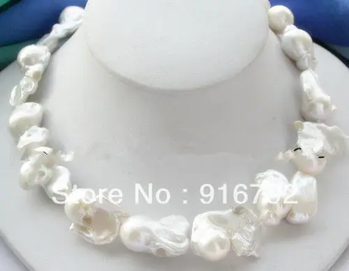 

free shipping >>>>>REAL 30mm AAA SOUTH SEA WHITE BAROQUE PEARL NECKLACE 18