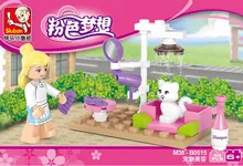

0515 Sluban Girl Friends Pet Grooming Store Model Building Blocks Enlighten Diy Action Figure Toys For Children