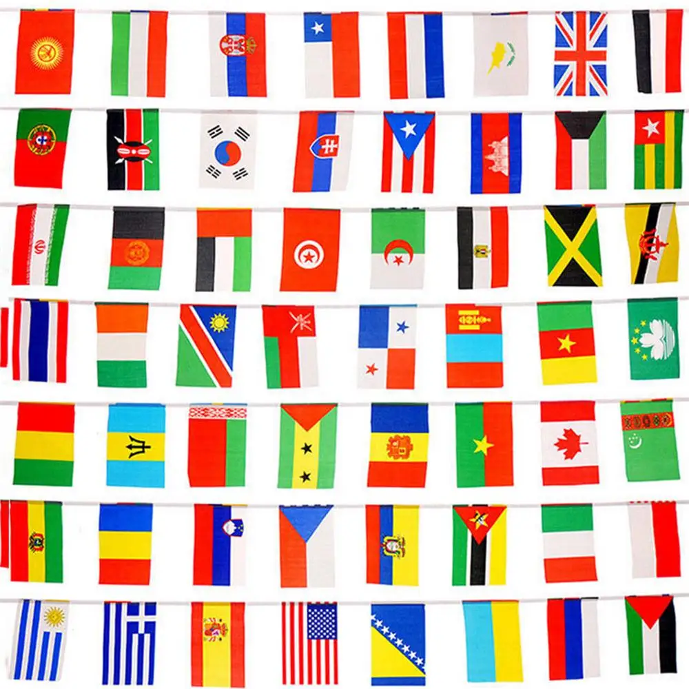 25 м различных гирлянда "страны" флаг международного мира баннер Бантинг бар украшения дома вечерние 100 шт - Цвет: colorful