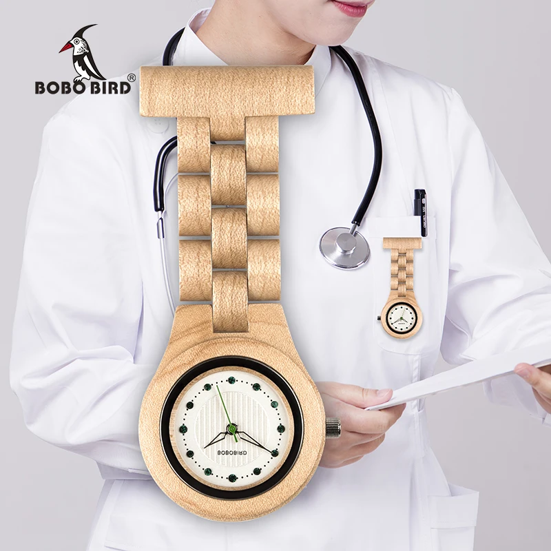 BOBO BIRD Fob Брошь медсестры Карманные женские часы кварцевые с имитацией бриллианта