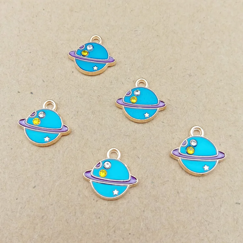 

10pcs 14x13mm Jewelry making accessories metal enamel blue satellite charms Pendant for Earrings Necklace handmade DIY material