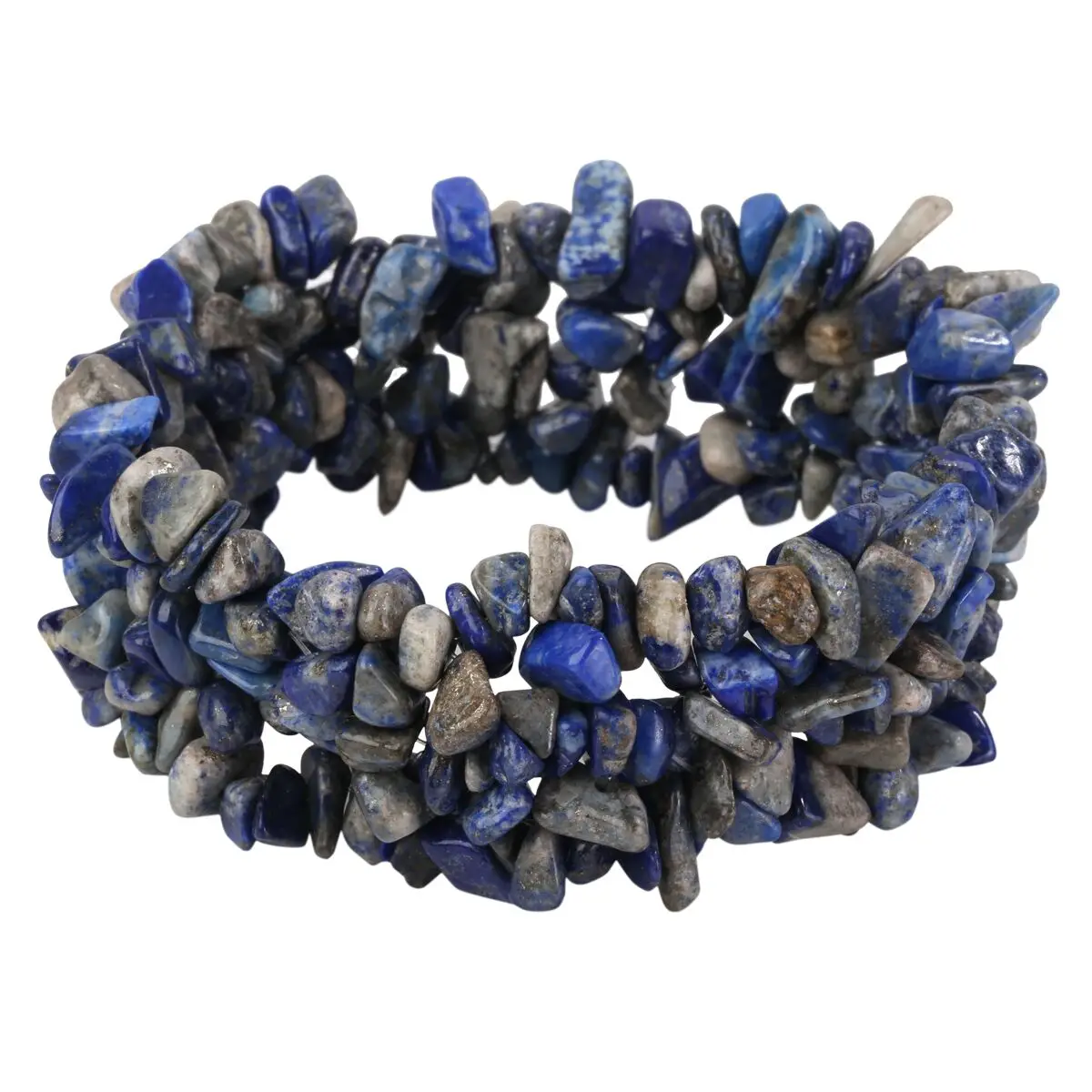 YACQ Lapis Lazuli Эластичный Браслет-манжет 5 Слои плетеный коренастый чакра браслет
