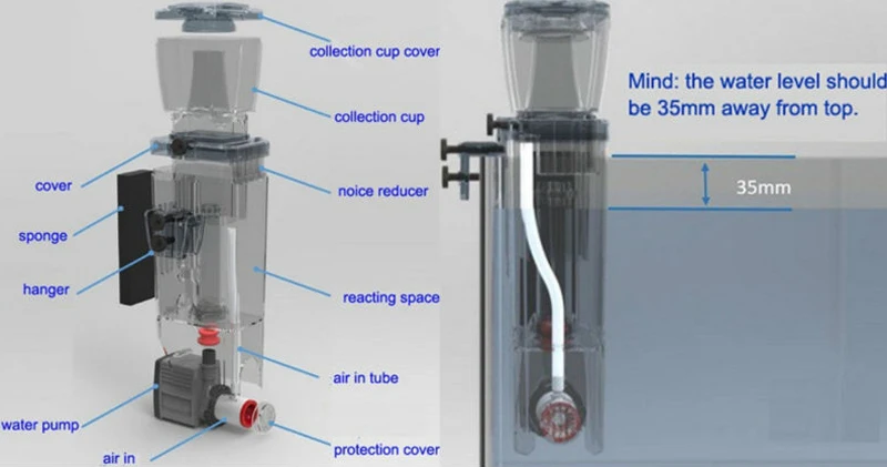 Bubble Magus QQ Nano аквариум Внутренний отделитель белка отстойный насос для морской рифовой иглы колеса Вентури насос 100л
