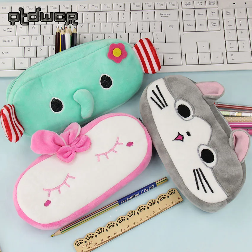 

1PC Kawaii Cartoon Animal Large Capacity Plush Pencil Holder Storage Pouch Cosmetic Bag Gift Stationery