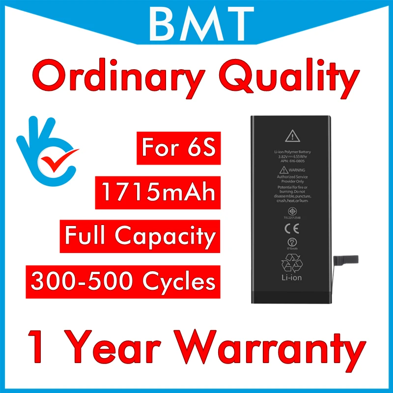 

BMT Original 10pcs/lot Ordinary Quality Battery for iPhone 6S 4.7" 0 zero cycle replacement BMTI6SOQ