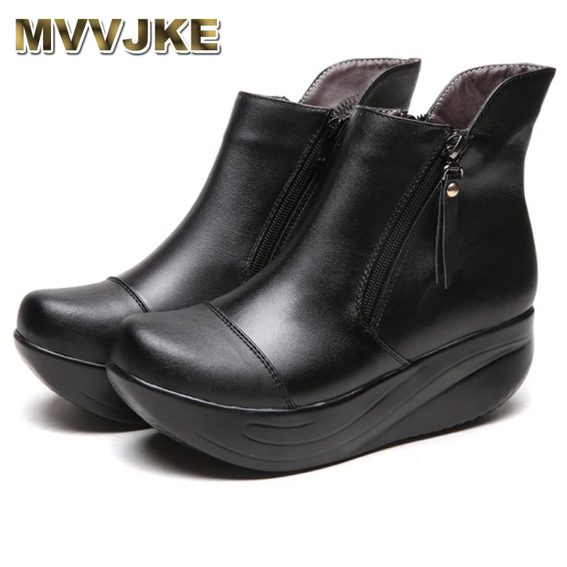MVVJKE/новые женские зимние ботинки Зимняя женская обувь из натуральной кожи на