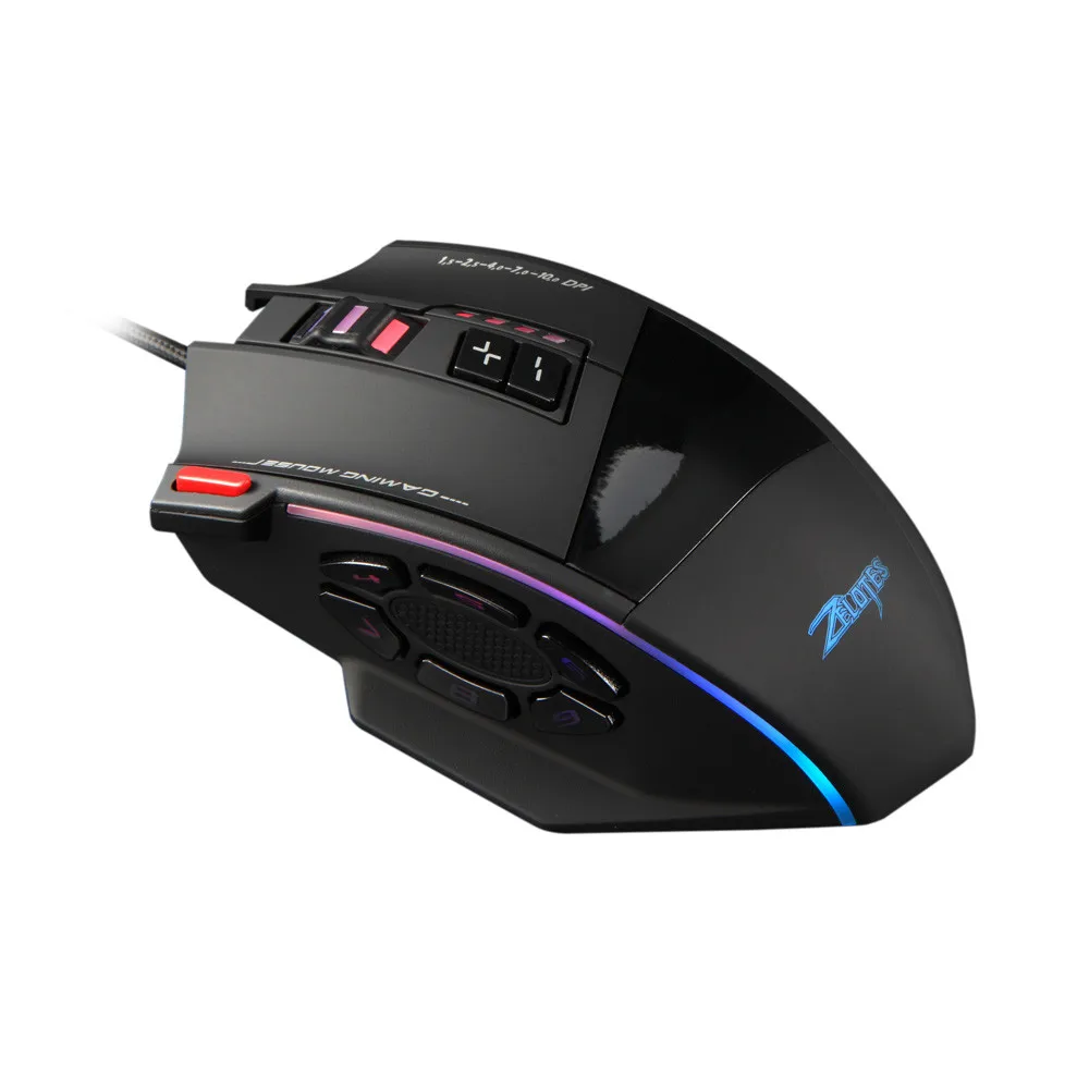 Zelotes C13 игровая мышь 7000 dpi 13 программируемых кнопок RGB светодиодный свет мыши Носимых устройств дропшиппинг