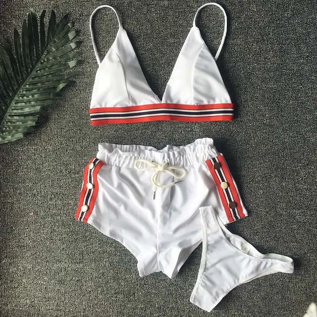 Best Price Bikini Set 2018 Sport Three-piece Swimsuit Female Short Swimwear Women Bathing Suit Button Bikinis Push Up Sexy Maillot De Bain Best Price Bikini Set 2018 Sport Three-piece Swimsuit Female Short Swimwear Women Bathing Suit Button Bikinis Push Up Sexy Maillot De Bain