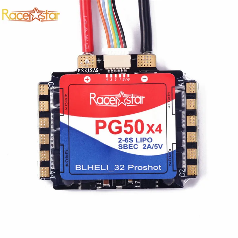 Racerstar PG50x4 50A 2-6 S Blheli_32 кулак 4 в 1 бесщеточный ESC ЦМП 2A/5 В для радиоуправляемый Дрон FPV Racing Multirotor Скорость контроллер