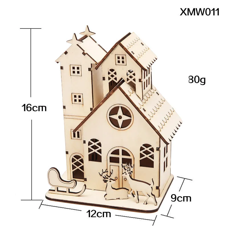 1 шт. мини деревянный дом Рождественская елка подвесные украшения светящиеся домики рождественские украшения для дома креативный Новогодний подарок для детей