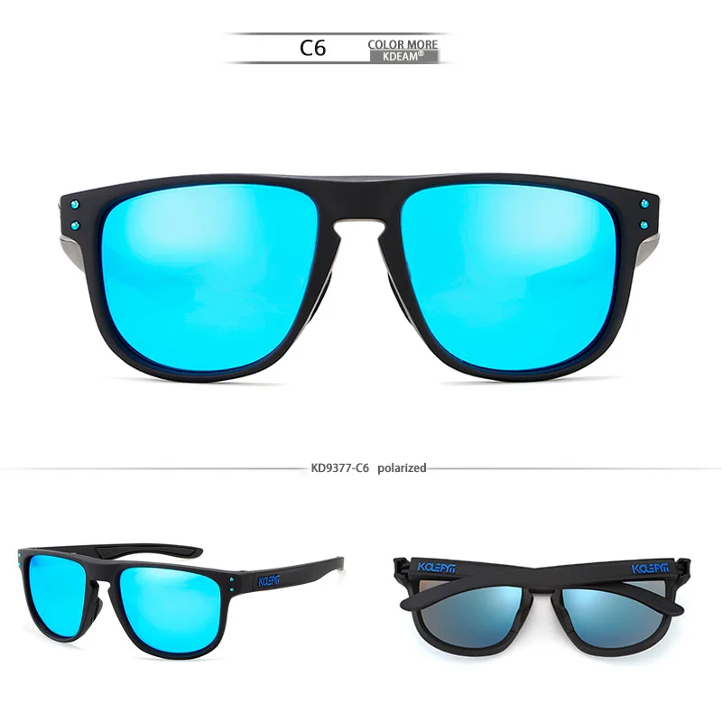Роскошные качественные мужские солнцезащитные очки KDEAM, брендовые поляризованные солнцезащитные очки TAC, мужские зеркальные солнцезащитные очки классического дизайна для вождения, мужские очки - Цвет линз: C6